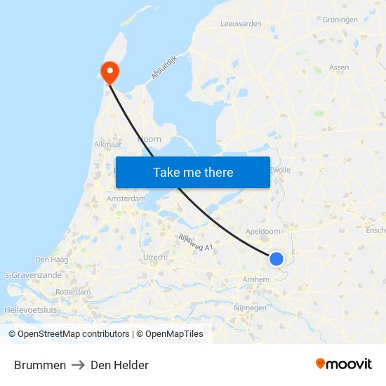 Brummen to Den Helder map