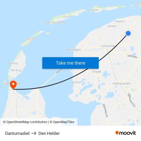 Dantumadiel to Den Helder map