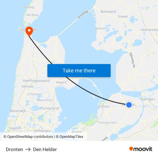 Dronten to Den Helder map