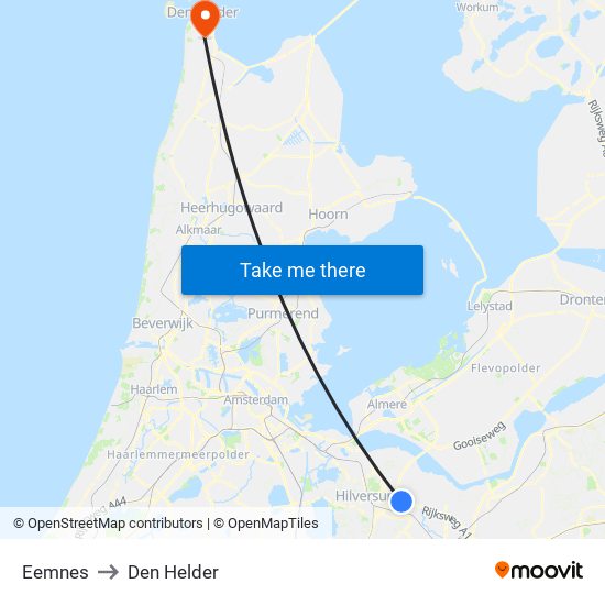 Eemnes to Den Helder map