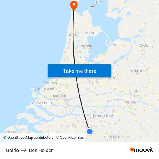 Goirle to Den Helder map