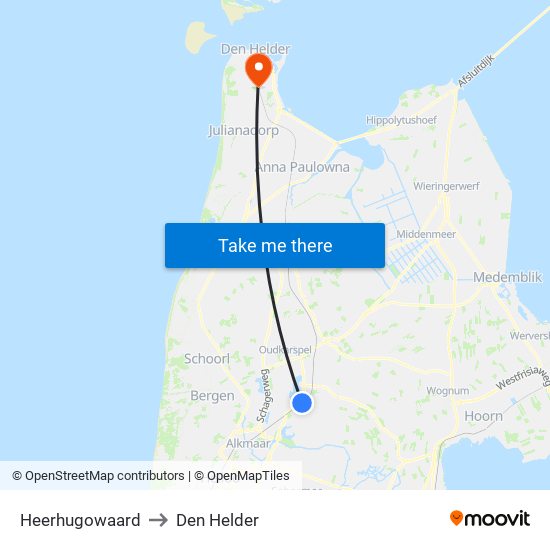 Heerhugowaard to Den Helder map