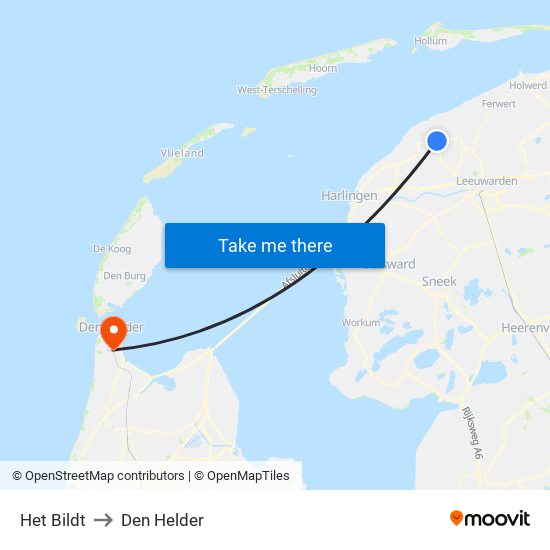 Het Bildt to Den Helder map