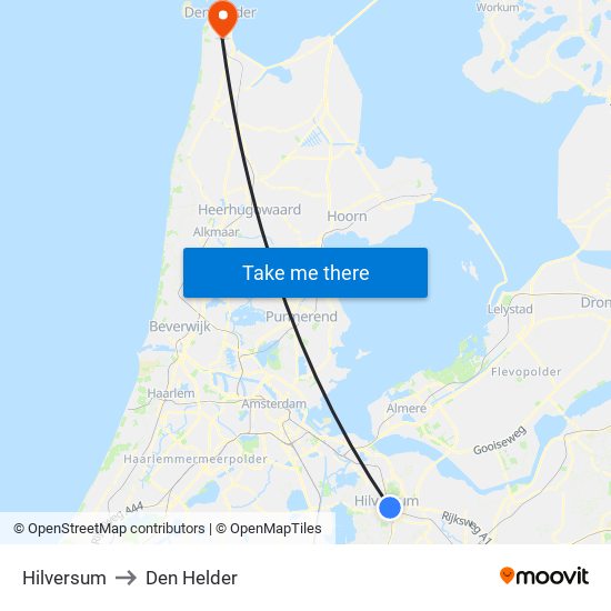 Hilversum to Den Helder map