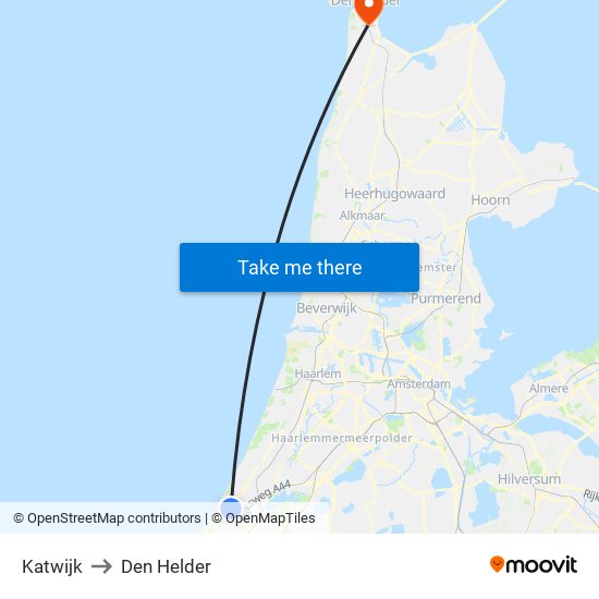 Katwijk to Den Helder map