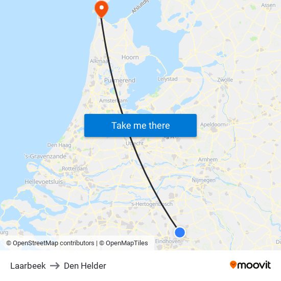Laarbeek to Den Helder map
