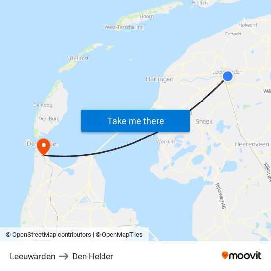 Leeuwarden to Den Helder map