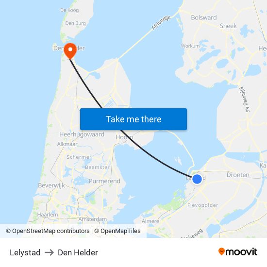 Lelystad to Den Helder map