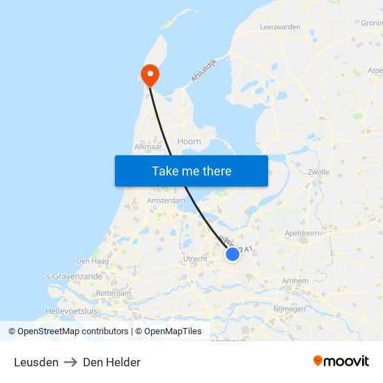 Leusden to Den Helder map