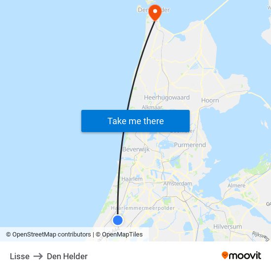 Lisse to Den Helder map