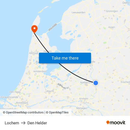 Lochem to Den Helder map