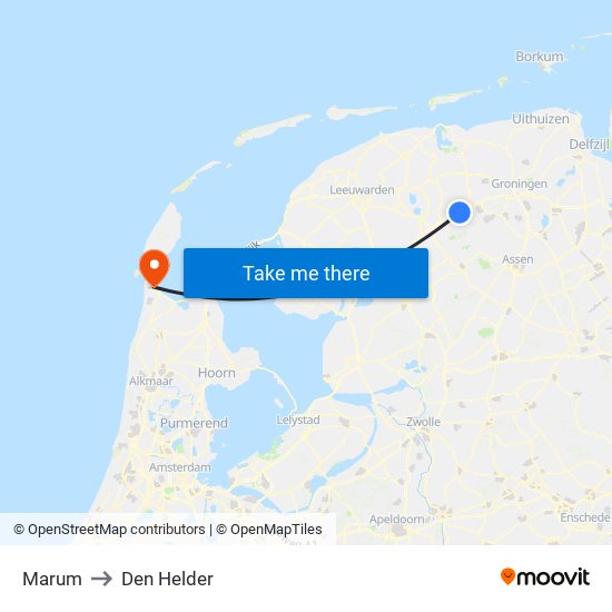 Marum to Den Helder map