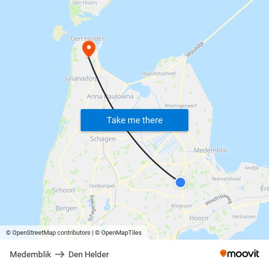 Medemblik to Den Helder map