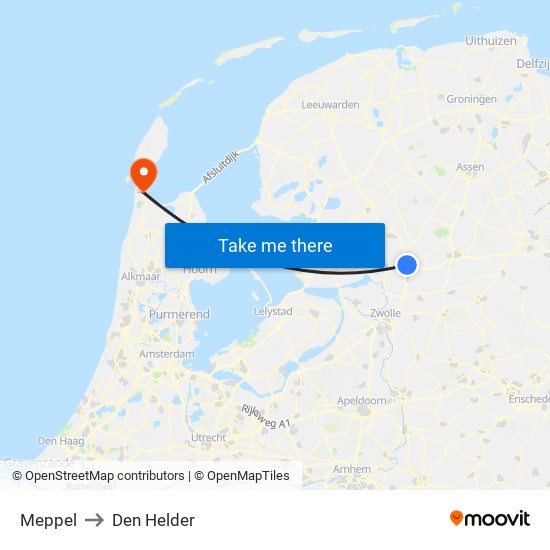 Meppel to Den Helder map