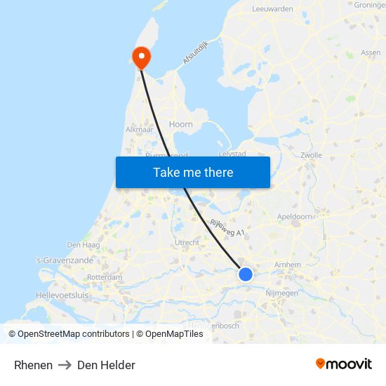 Rhenen to Den Helder map