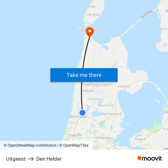 Uitgeest to Den Helder map