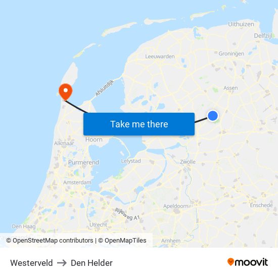 Westerveld to Den Helder map