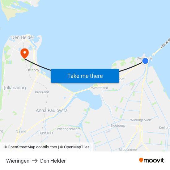 Wieringen to Den Helder map