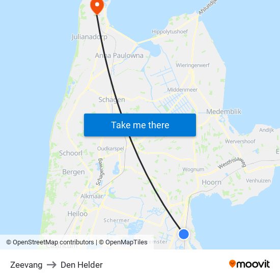 Zeevang to Den Helder map