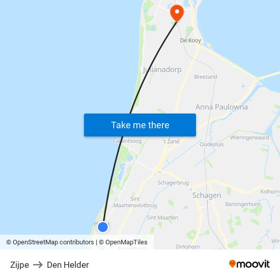 Zijpe to Den Helder map