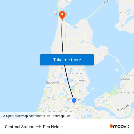 Centraal Station to Den Helder map