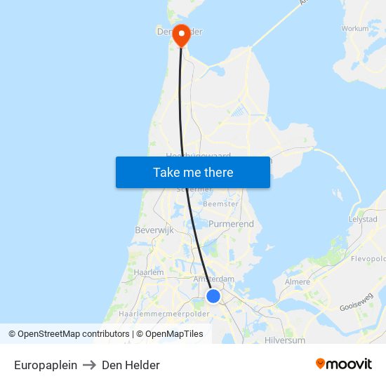 Europaplein to Den Helder map