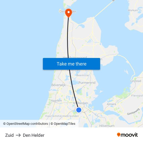 Zuid to Den Helder map