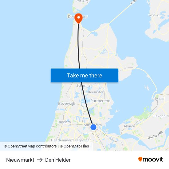 Nieuwmarkt to Den Helder map