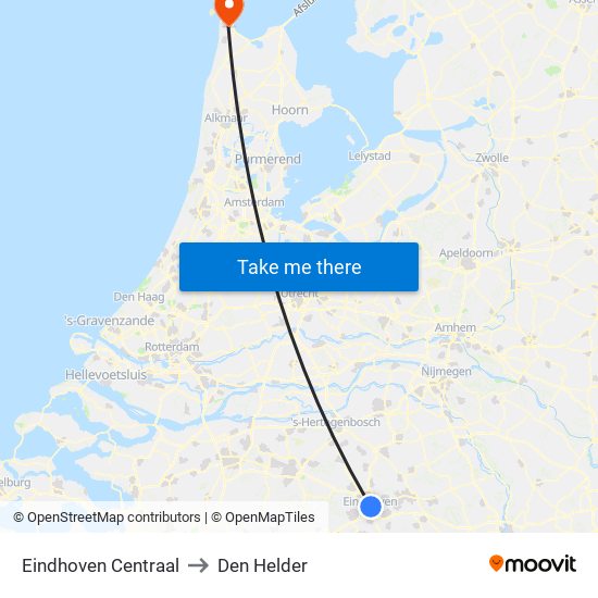 Eindhoven Centraal to Den Helder map