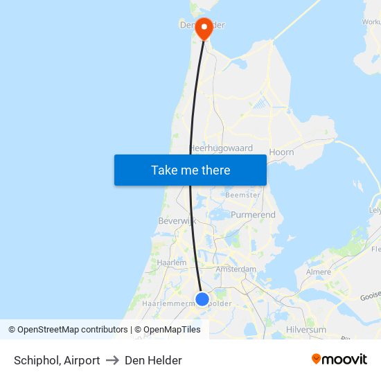 Schiphol, Airport to Den Helder map