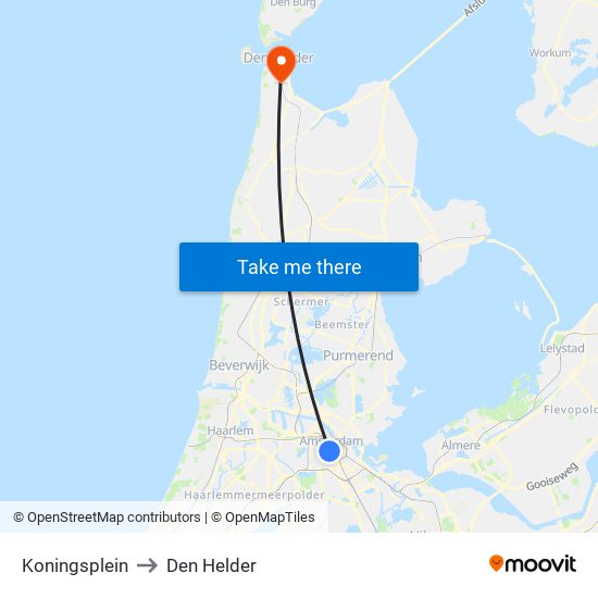 Koningsplein to Den Helder map