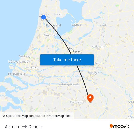 Alkmaar to Deurne map