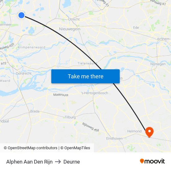 Alphen Aan Den Rijn to Deurne map