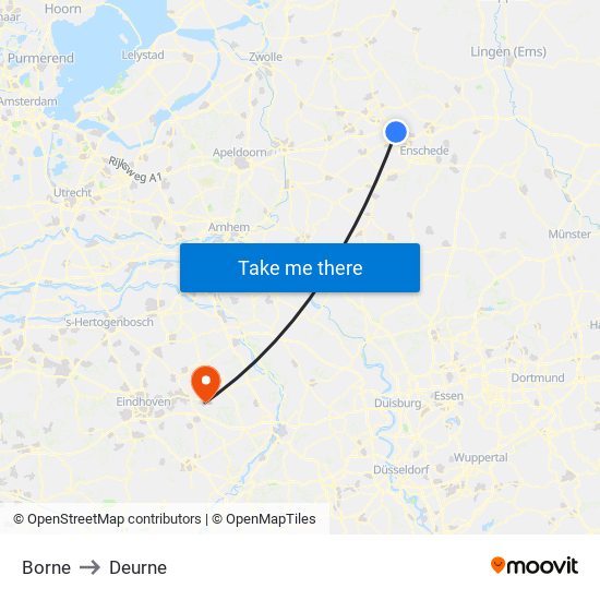 Borne to Deurne map