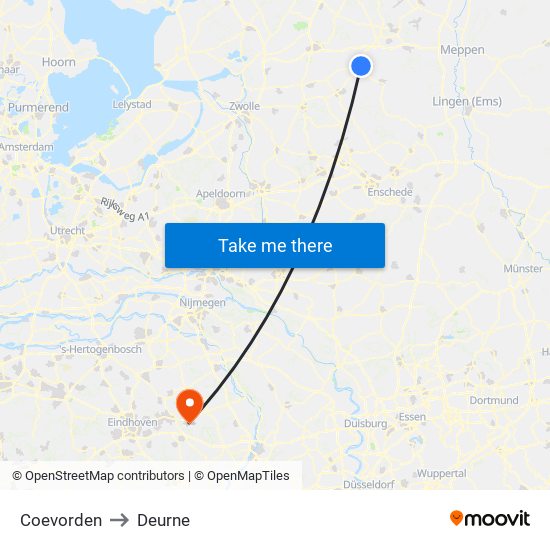 Coevorden to Deurne map