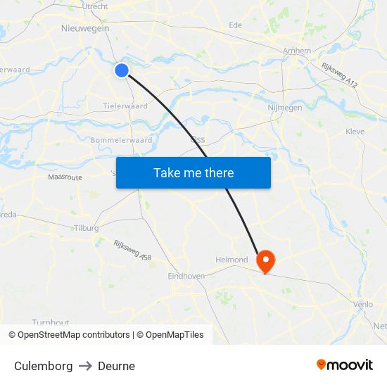 Culemborg to Deurne map