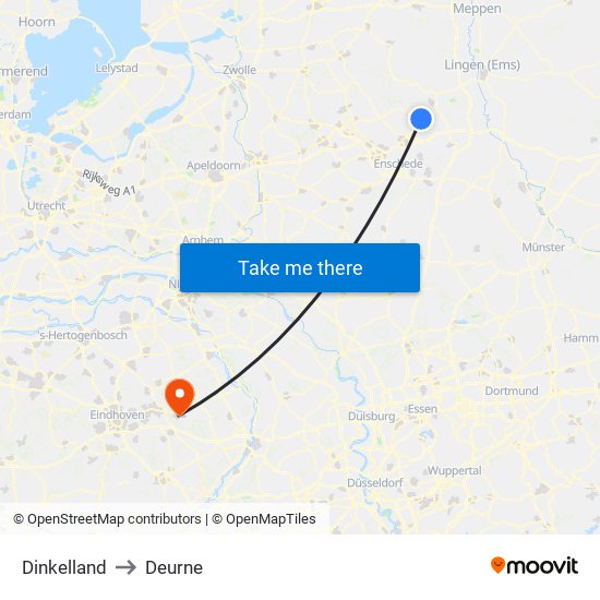 Dinkelland to Deurne map