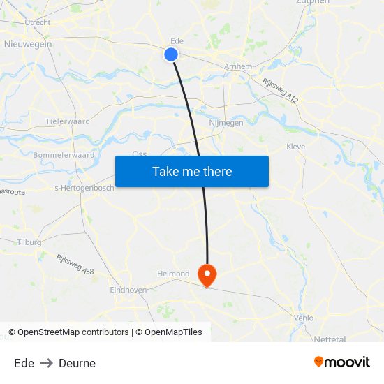Ede to Deurne map