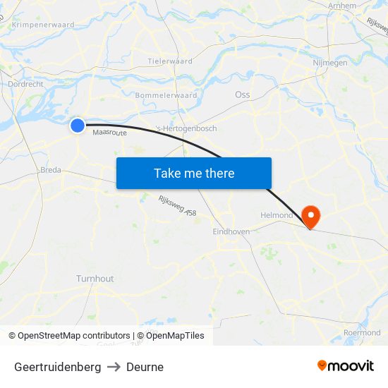 Geertruidenberg to Deurne map