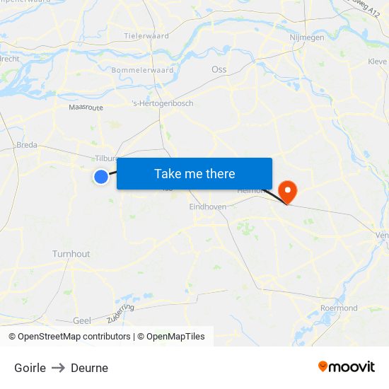 Goirle to Deurne map