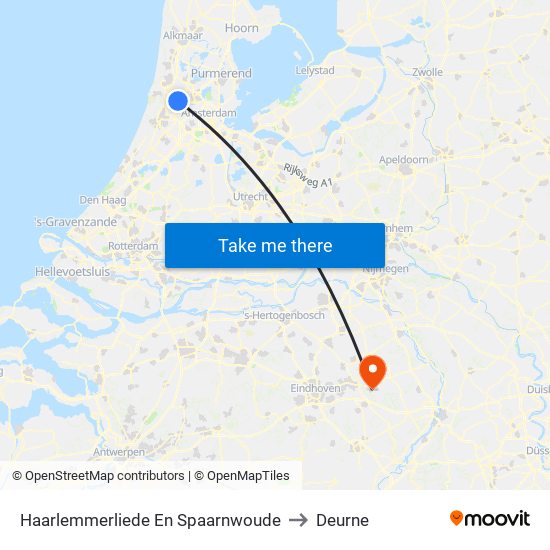 Haarlemmerliede En Spaarnwoude to Deurne map