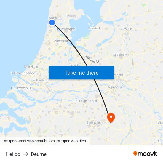 Heiloo to Deurne map