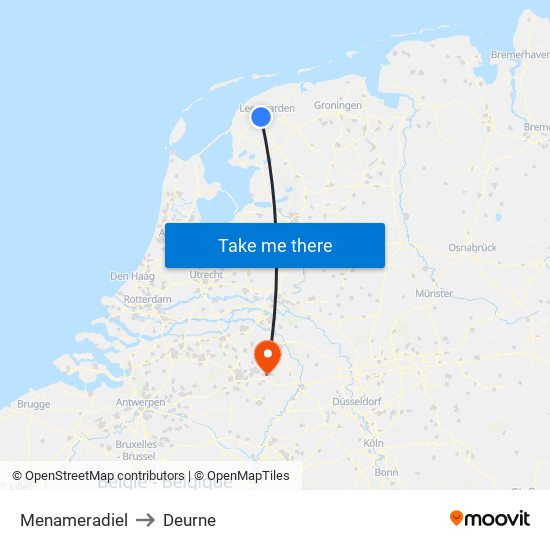 Menameradiel to Deurne map