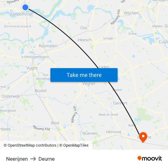 Neerijnen to Deurne map