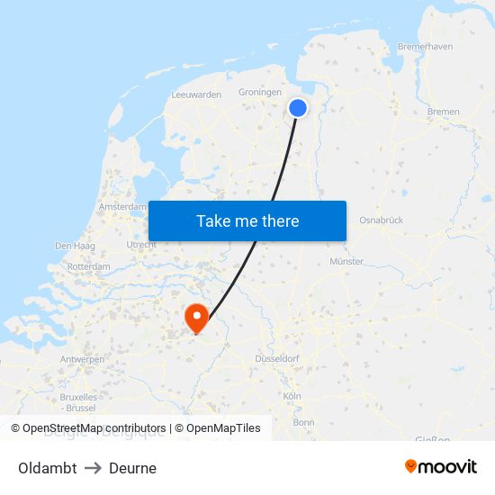 Oldambt to Deurne map