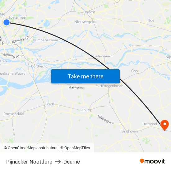 Pijnacker-Nootdorp to Deurne map