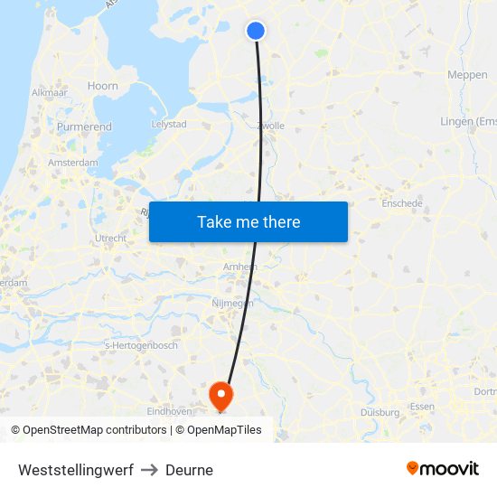 Weststellingwerf to Deurne map