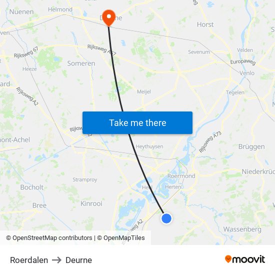 Roerdalen to Deurne map