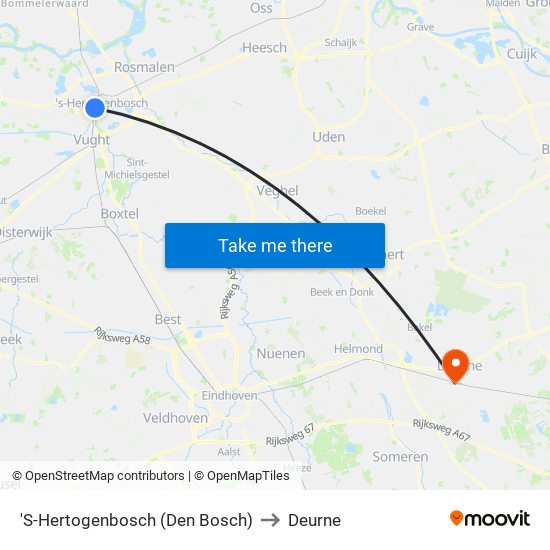 'S-Hertogenbosch (Den Bosch) to Deurne map