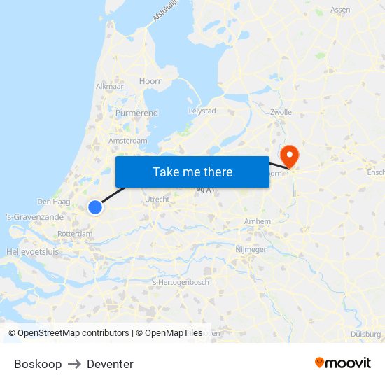 Boskoop to Deventer map